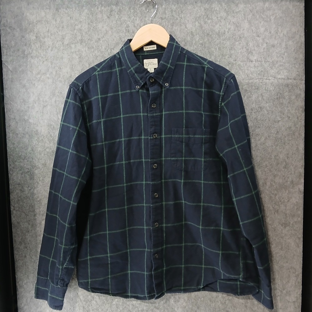 J Crew Mens Slim Untucked Brushed Twill Plaid Button Down‎ Shirt Size L